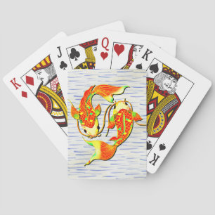 Koi Carp Fish Orange Green on Playing Cards