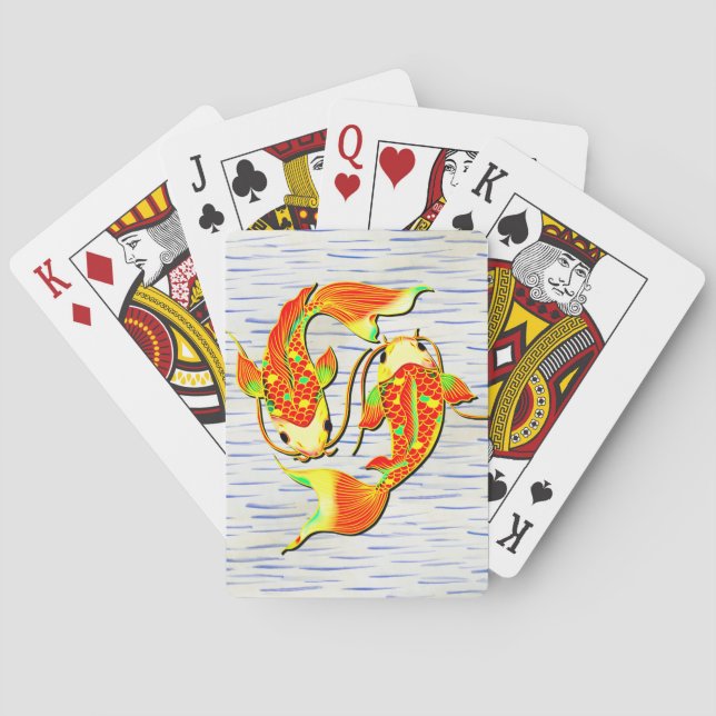 Koi Carp Fish Orange Green on  Playing Cards (Back)