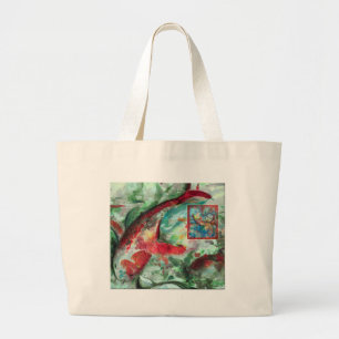 Koi Carp Fish Painting Large Tote Bag