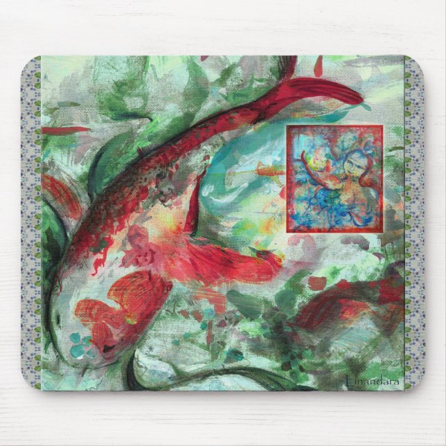 Koi Carp Fish Painting Mouse Mat (Front)