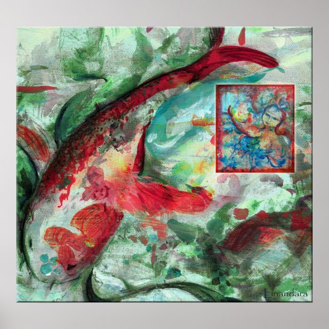 Koi Carp Fish Painting Poster (Front)