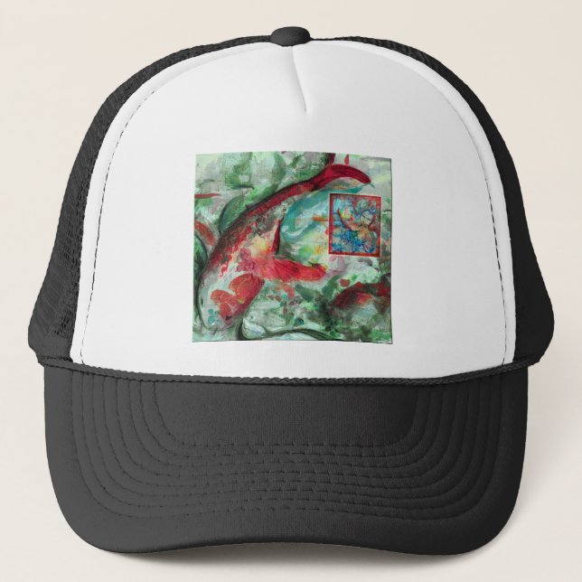 Koi Carp Fish Painting Trucker Hat (Front)