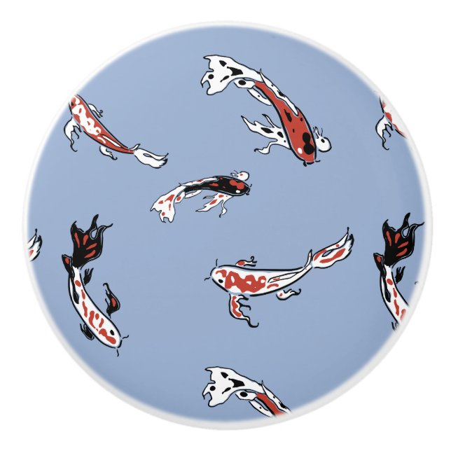 Koi Carp Fish Pattern Ceramic Knob (Front)