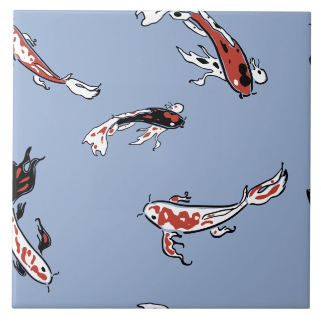 Koi Carp Fish Pattern Tile (Front)
