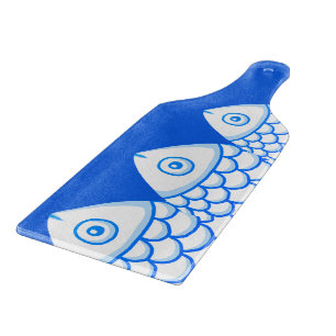 Koi Carp Fishes Blue Abstract cutting board