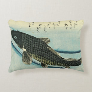 Koi (Carp) - Hiroshige's Japanese Fish Print Decorative Cushion