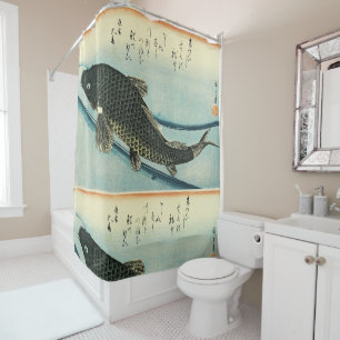 Koi (Carp) - Hiroshige's Japanese Fish Print Shower Curtain