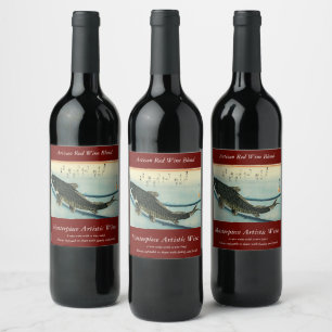 Koi (Carp) - Hiroshige's Japanese Fish Print Wine Label