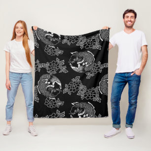 Koi(Carp), Japanese Tattoo Design Fleece Blanket