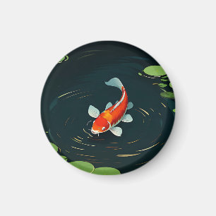 Koi Carp Lotus Pond Serenity Magnet