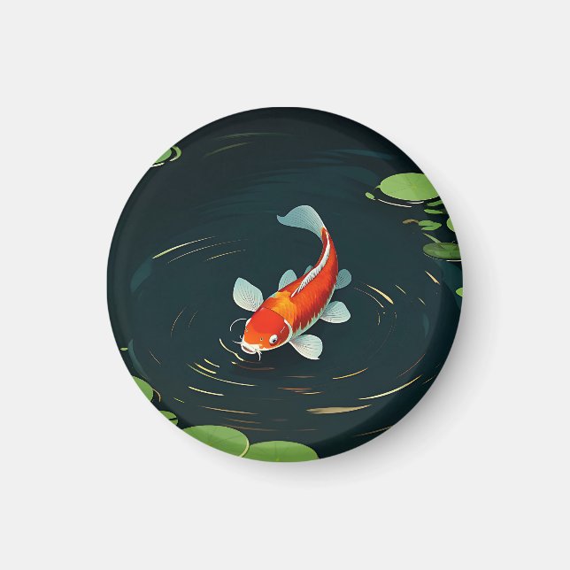 Koi Carp Lotus Pond Serenity Magnet (Front)