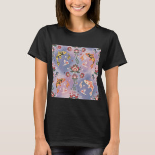 Koi Carp Seamless Pattern in Folk Art Style – Sc T-Shirt