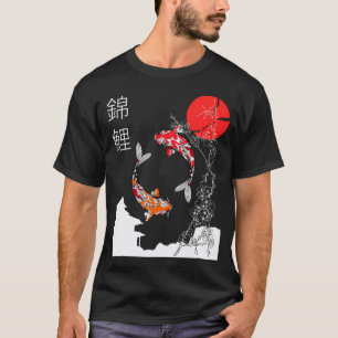 Koi Fish and Cherry Blossom Art with red Japanese T-Shirt