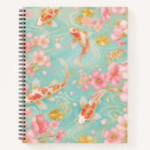 Koi Fish and Cherry Blossom Pond Notebook