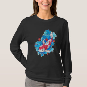 Koi Fish And Flowers Japanese Carp T-Shirt