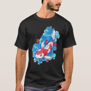 Koi Fish And Flowers Japanese Carp T-Shirt