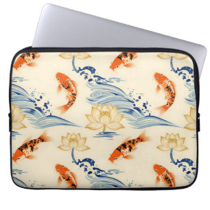 Koi Fish and Lotus Seamless Pattern Laptop Sleeve