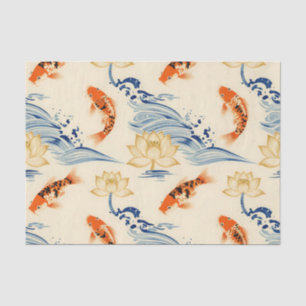 Koi Fish and Lotus Seamless Pattern Tissue Paper