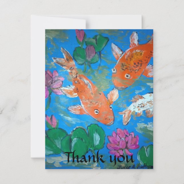 Koi Fish And Lotus Thankyou Card (Front)
