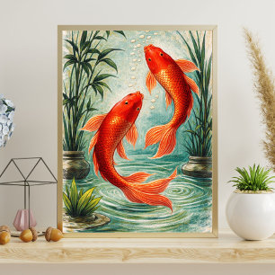 Koi fish art   koi fish illustration   japanese poster
