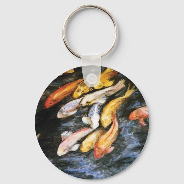 Koi Fish Art Painting Charm Keychains (Front)