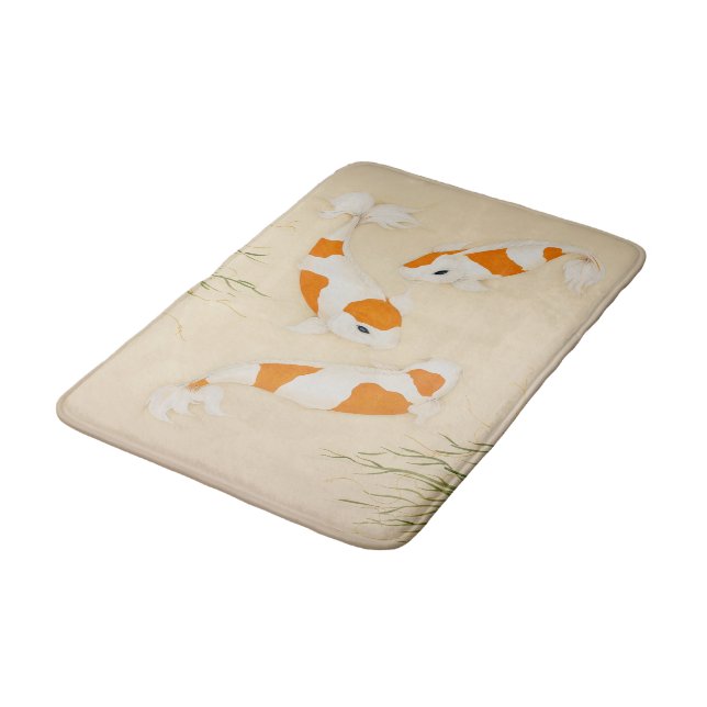 Koi Fish Asian Carp Art Print Bath Mat (Angled)