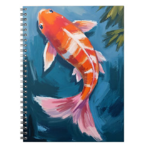 Koi Fish Beautiful Watercolor Pond Painting Notebook