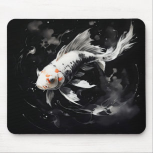 Koi Fish Black Ink Painting Mouse Mat