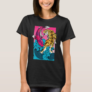 Koi Fish Carp Tiger Yin Yang Kanagawa Wave T-Shirt