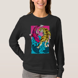 Koi Fish Carp Tiger Yin Yang The Great Wave Off Ka T-Shirt