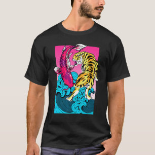 Koi Fish Carp Tiger Yin Yang The Great Wave Off Ka T-Shirt