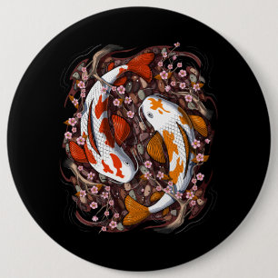 Koi Fish Cherry Blossom 6 Cm Round Badge