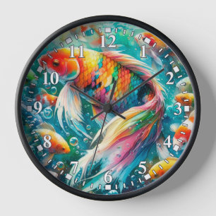 Koi Fish Colourful Wall Clock