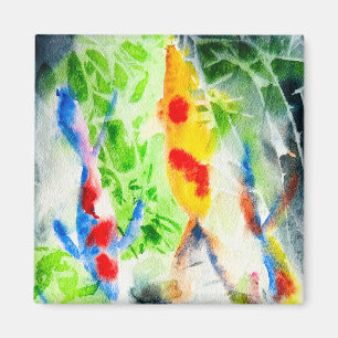 Koi fish colourful watercolor art magnet