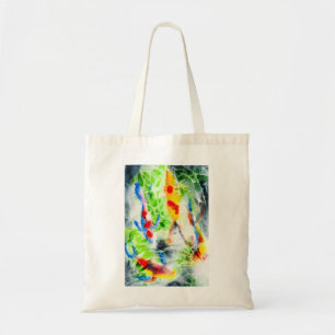 Koi fish colourful watercolor art tote bag