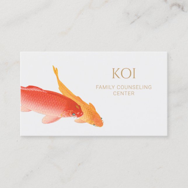 Koi Fish Counsellor and Therapist Counseling Business Card (Front)