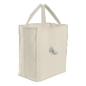 Koi fish embroidered reusable canvas tote bag (Angled)