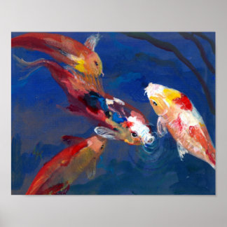 Koi Fish Feeding Poster