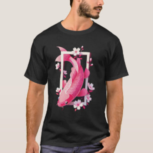 Koi Fish Flowers Illustration Japanese T-Shirt