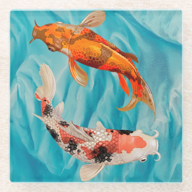 Koi Fish Glass Coaster (Front)