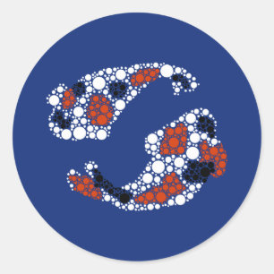 Koi Fish In Dots Classic Round Sticker