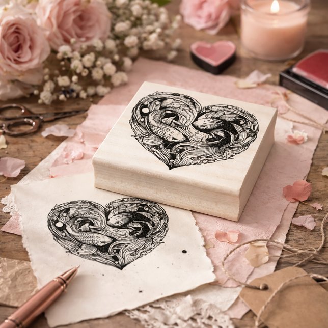  Koi Fish in Heart Shape Love, Balance & Harmony   Rubber Stamp (Creator Uploaded)