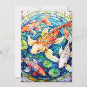 Koi Fish in Stained Glass Invitation