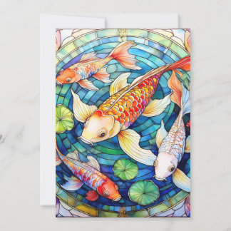 Koi Fish in Stained Glass  Invitation