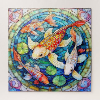 Koi Fish in Stained Glass Jigsaw Puzzle