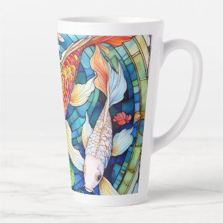 Koi Fish in Stained Glass  Latte Mug