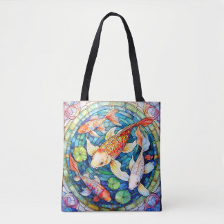 Koi Fish in Stained Glass  Tote Bag