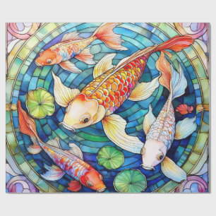Koi Fish in Stained Glass Wrapping Paper