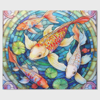 Koi Fish in Stained Glass  Wrapping Paper