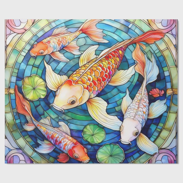 Koi Fish in Stained Glass  Wrapping Paper (Flat)
